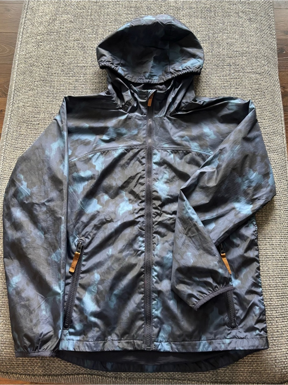 all in motion Kids' Hooded Blue Camo Windbreaker Rain Jacket | Sz L (12-14)